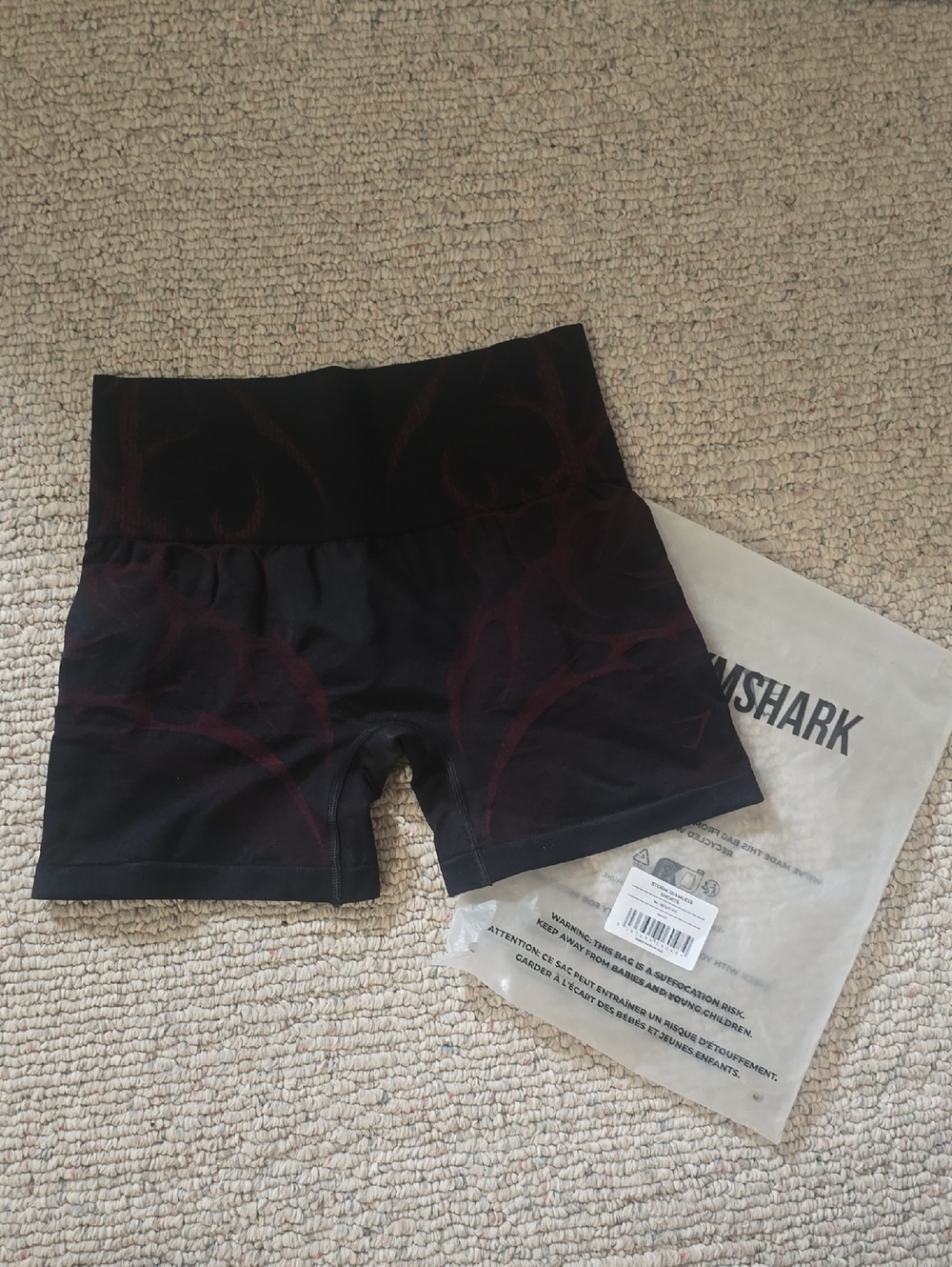 Gymshark Storm Seamless Shorts Black Rich Maroon